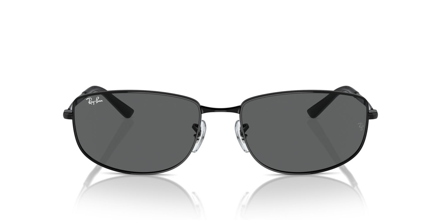 Sunglasses Ray-Ban RB 3732 (002/B1) color nero shape irregular lenses grigio scuro