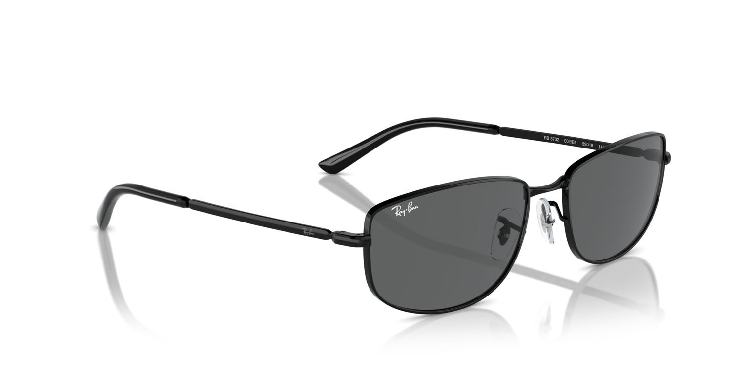 Sunglasses Ray-Ban RB 3732 (002/B1) color nero shape irregular lenses grigio scuro