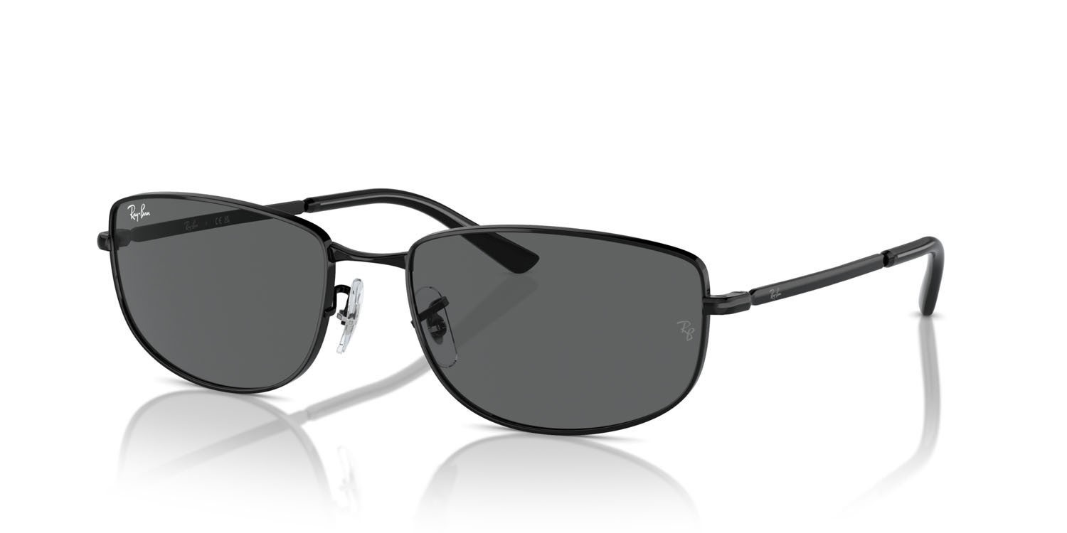 Sunglasses Ray-Ban RB 3732 (002/B1) color nero shape irregular lenses grigio scuro