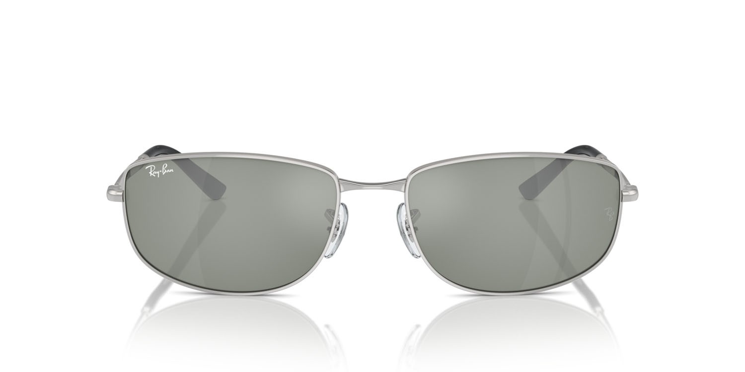 Occhiali da sole Ray-Ban RB 3732 (003/40) colore argento forma irregolare lenti green & silver