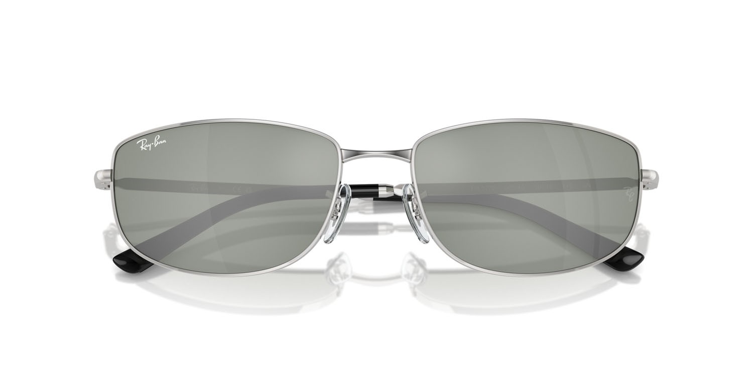 Occhiali da sole Ray-Ban RB 3732 (003/40) colore argento forma irregolare lenti green & silver