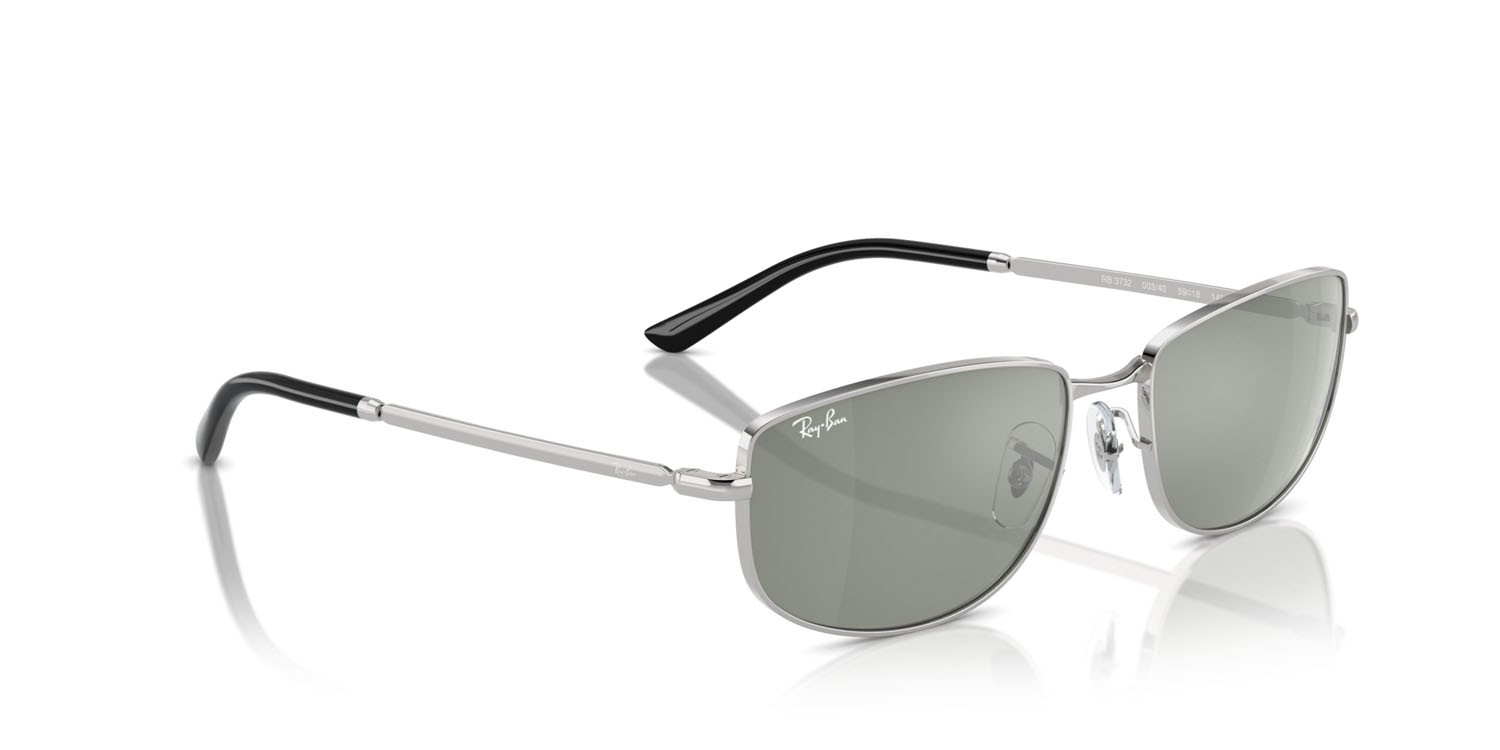 Occhiali da sole Ray-Ban RB 3732 (003/40) colore argento forma irregolare lenti green & silver