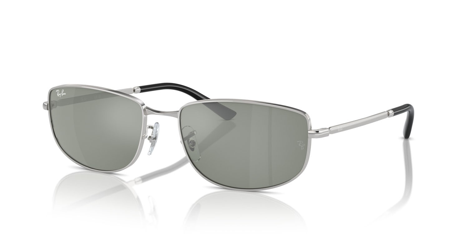 Occhiali da sole Ray-Ban RB 3732 (003/40) colore argento forma irregolare lenti green & silver