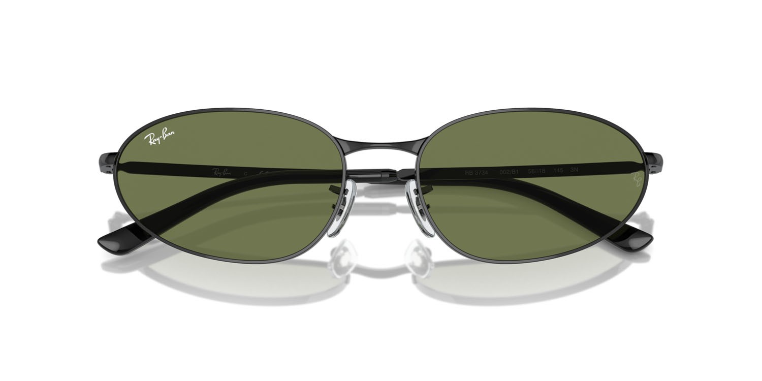 Sonnenbrillen Ray-Ban RB 3734 (002/B1) farbe nero form unregelmäßig gläser verde scuro