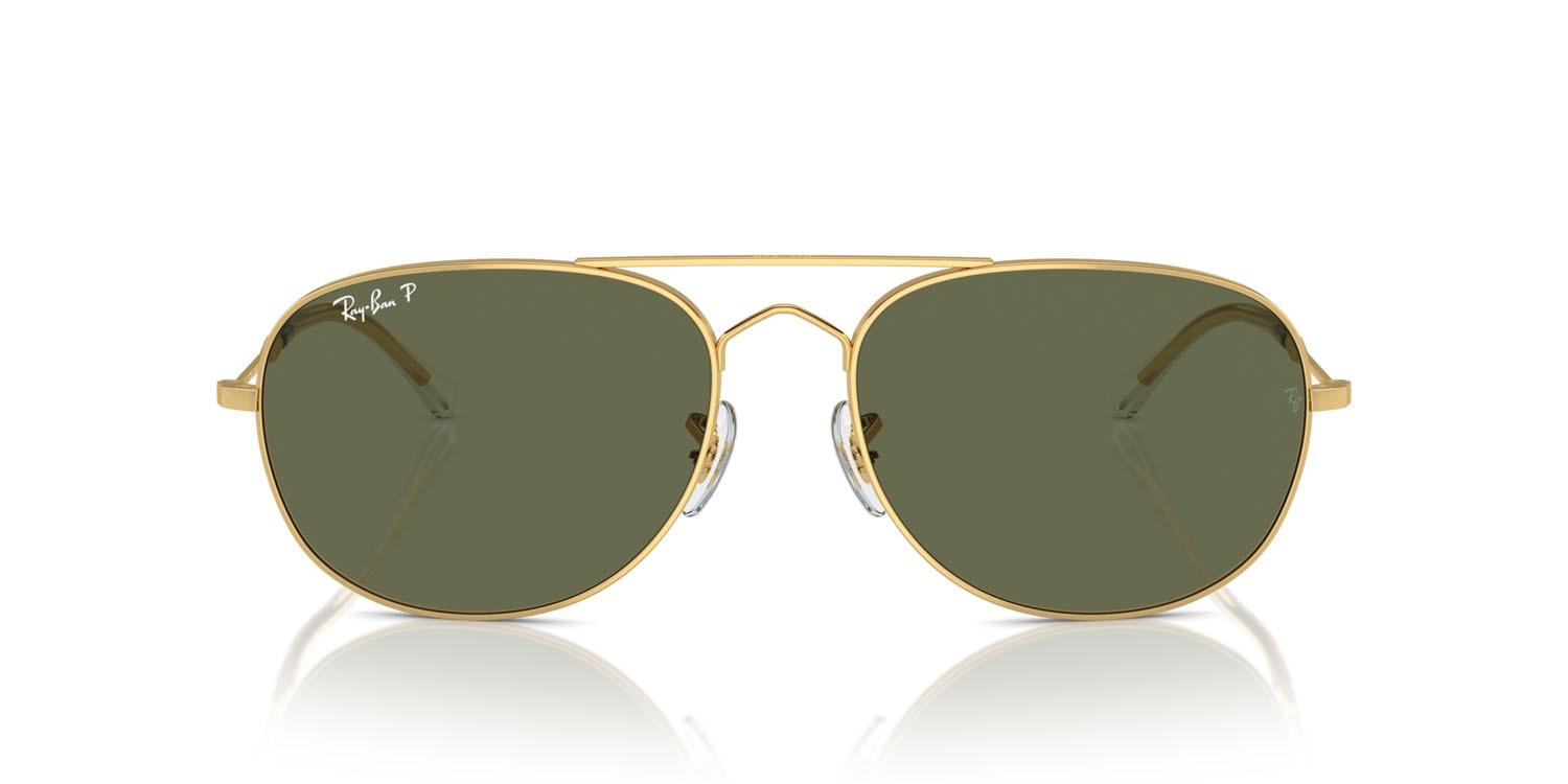 Sunglasses Ray-Ban Bain Bridge RB 3735 (001/58) color oro shape aviator lenses verde