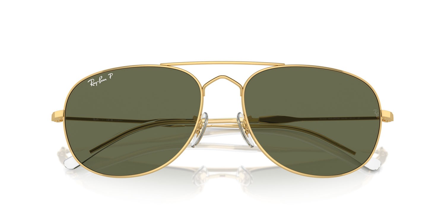 Sunglasses Ray-Ban Bain Bridge RB 3735 (001/58) color oro shape aviator lenses verde