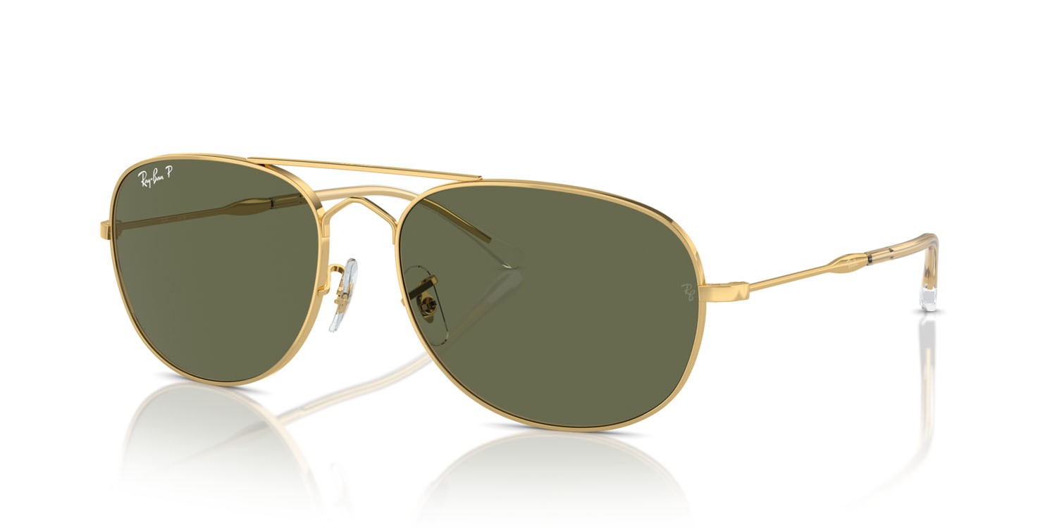 Sunglasses Ray-Ban Bain Bridge RB 3735 (001/58) color oro shape aviator lenses verde