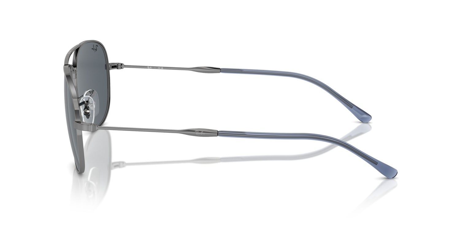 Occhiali da sole Ray-Ban Bain Bridge RB 3735 (004/R5) colore gunmetal forma aviator lenti blu