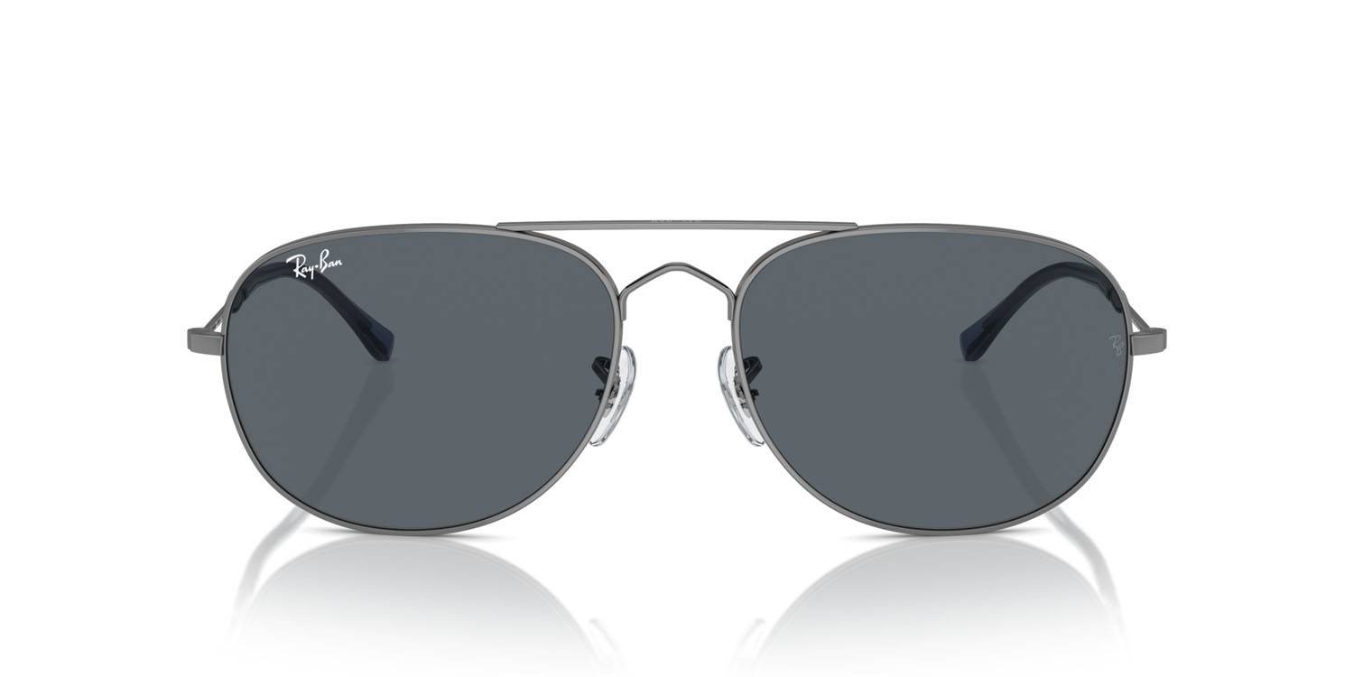 Occhiali da sole Ray-Ban Bain Bridge RB 3735 (004/R5) colore gunmetal forma aviator lenti blu