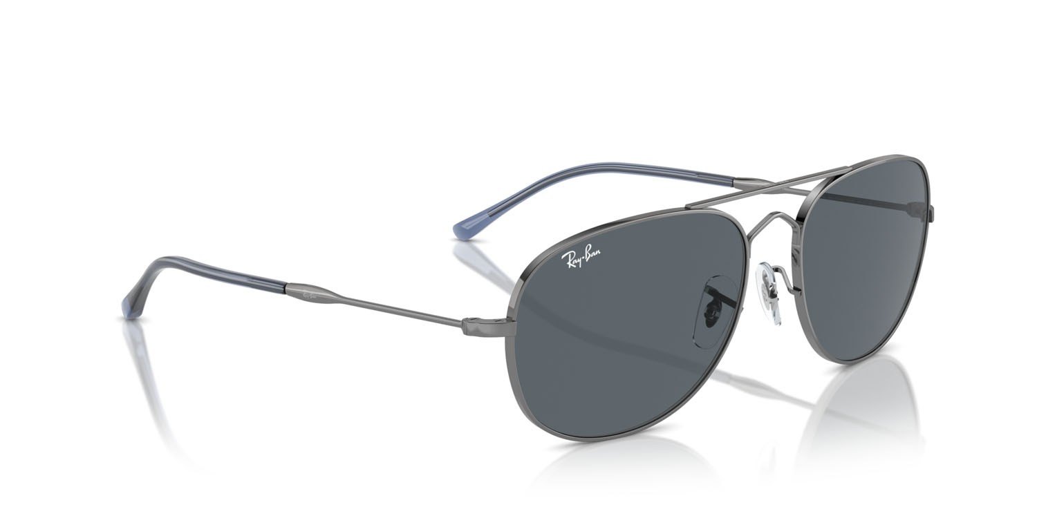 Occhiali da sole Ray-Ban Bain Bridge RB 3735 (004/R5) colore gunmetal forma aviator lenti blu