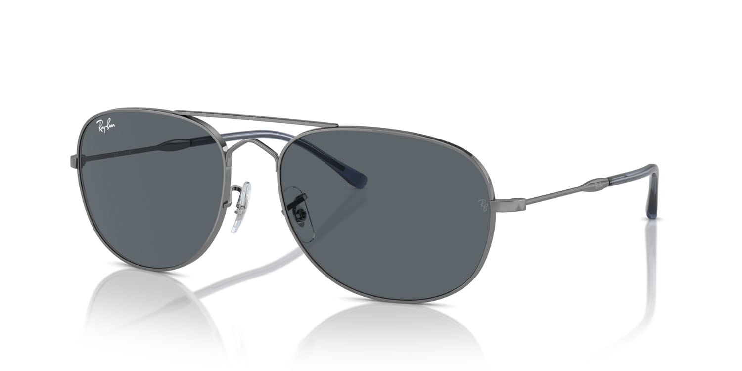 Occhiali da sole Ray-Ban Bain Bridge RB 3735 (004/R5) colore gunmetal forma aviator lenti blu