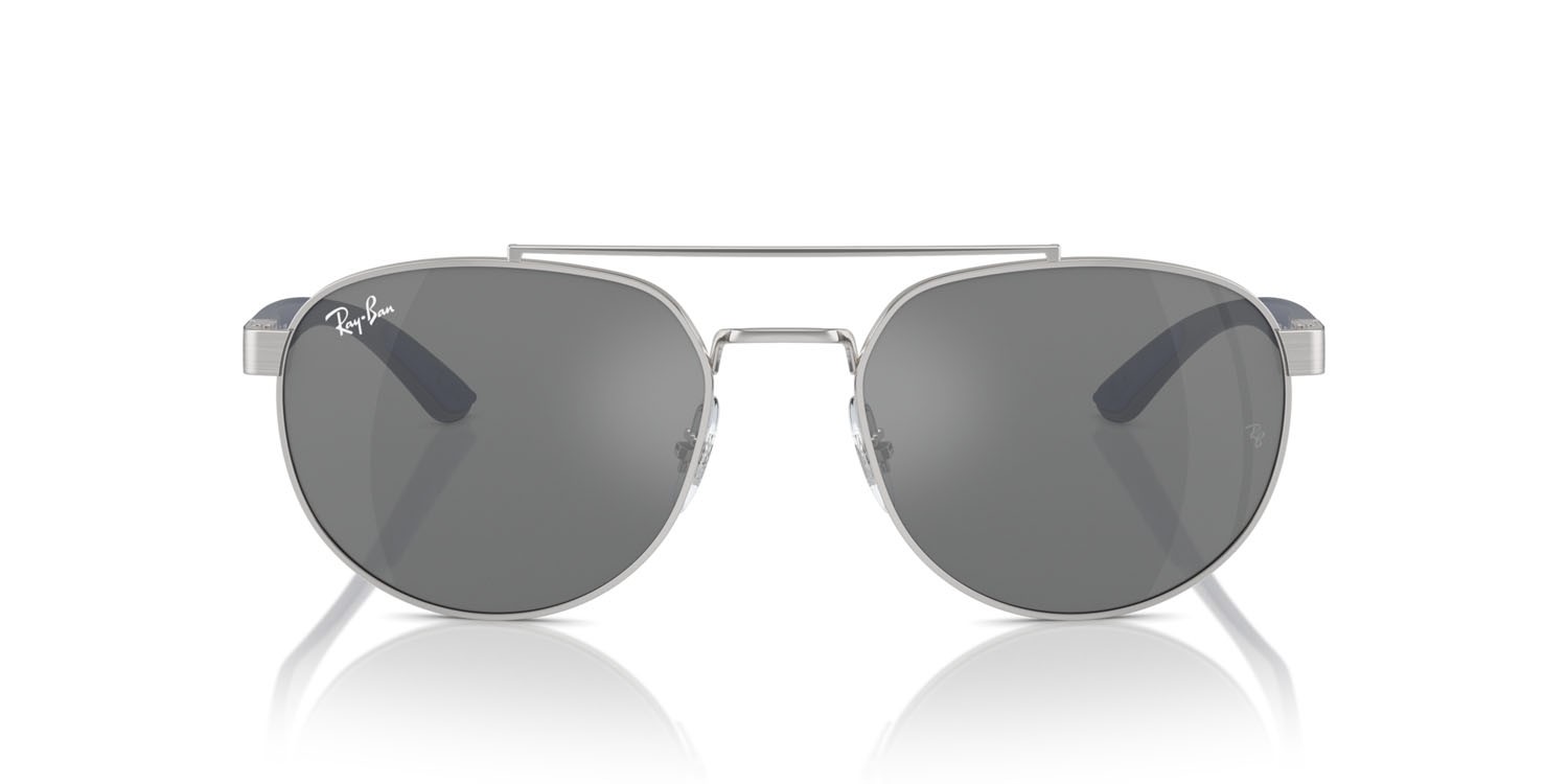 Occhiali da sole Ray-Ban RB 3736 (003/6G) colore argento forma irregolare lenti grigio