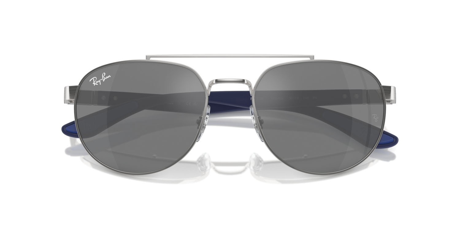Occhiali da sole Ray-Ban RB 3736 (003/6G) colore argento forma irregolare lenti grigio