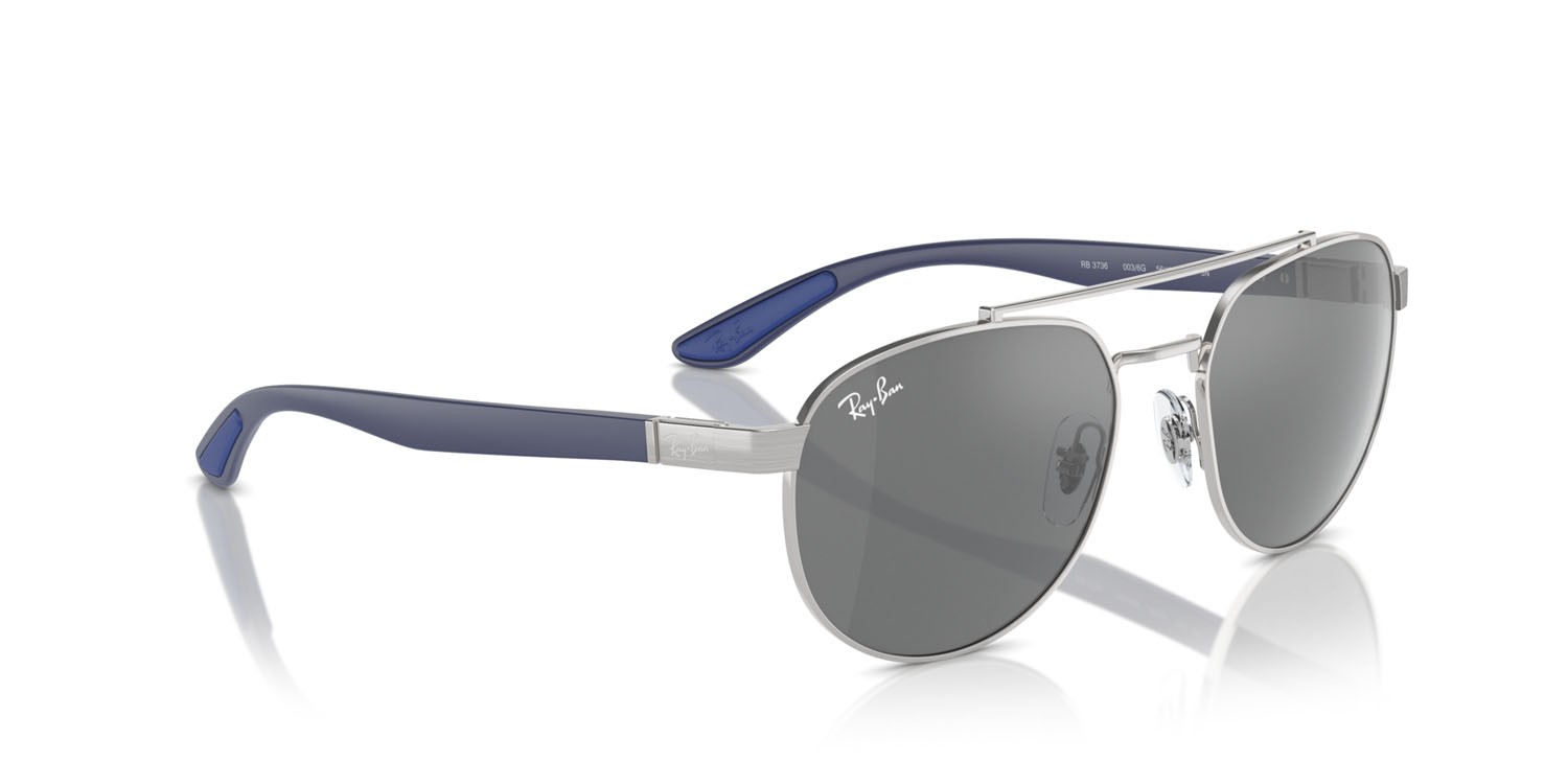 Occhiali da sole Ray-Ban RB 3736 (003/6G) colore argento forma irregolare lenti grigio