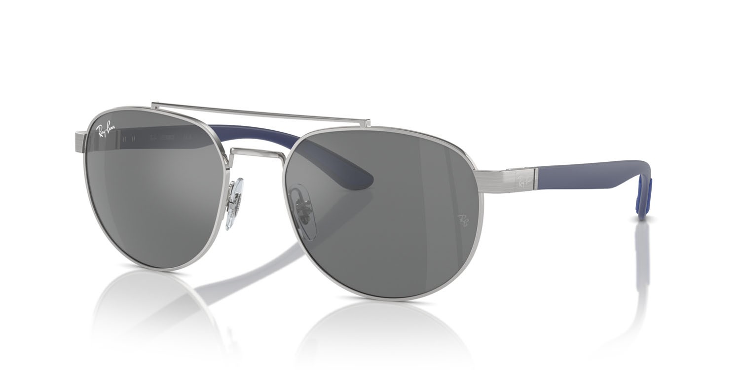 Occhiali da sole Ray-Ban RB 3736 (003/6G) colore argento forma irregolare lenti grigio