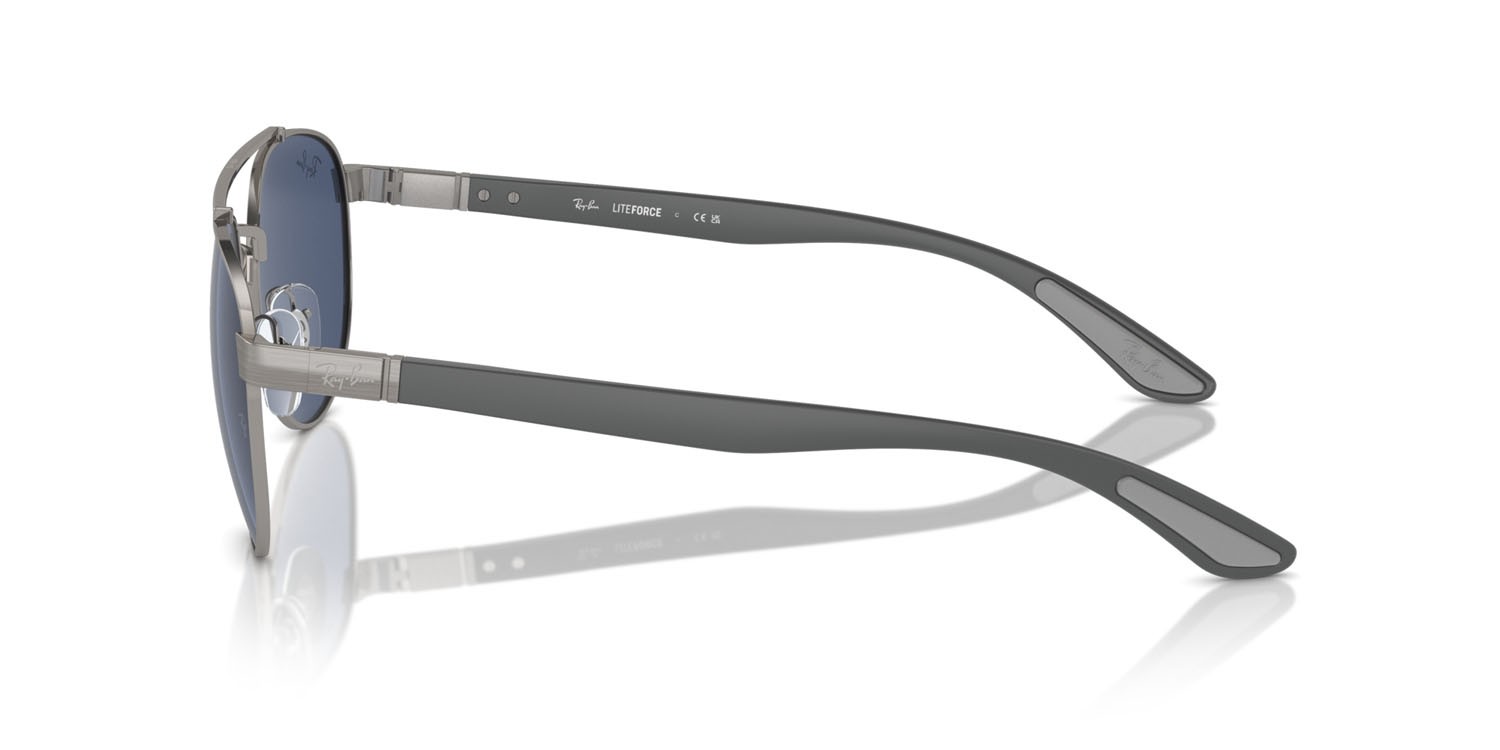 Occhiali da sole Ray-Ban RB 3736 (004/80) colore gunmetal forma irregolare lenti blu scuro