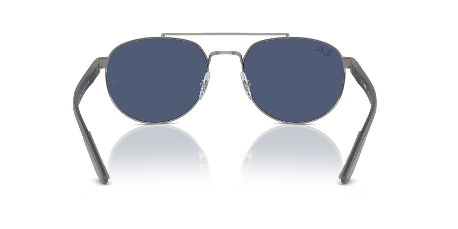 Occhiali da sole Ray-Ban RB 3736 (004/80) colore gunmetal forma irregolare lenti blu scuro