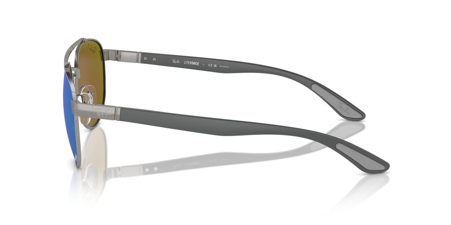 Occhiali da sole Ray-Ban RB 3736CH (004/A1) colore gunmetal forma irregolare lenti verde e blu