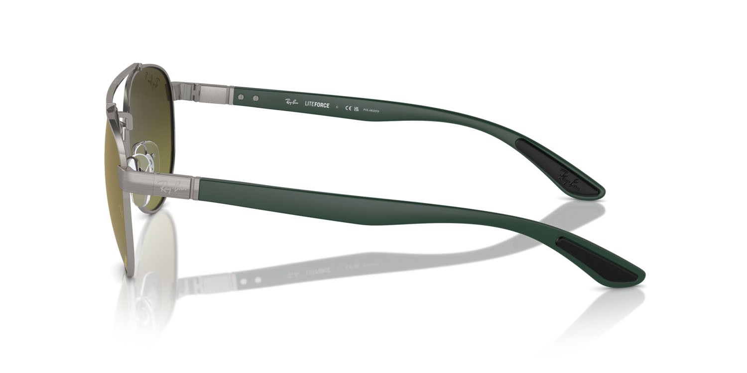 Sonnenbrillen Ray-Ban RB 3736CH (92696O) farbe gunmetal form unregelmäßig gläser green & gold