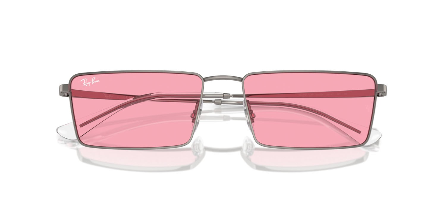 Sunglasses Ray-Ban Emy RB 3741 (004/84) color gunmetal shape rectangle lenses rosa