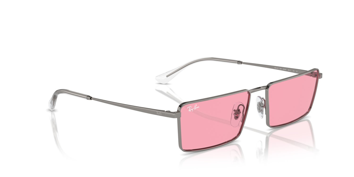 Sunglasses Ray-Ban Emy RB 3741 (004/84) color gunmetal shape rectangle lenses rosa