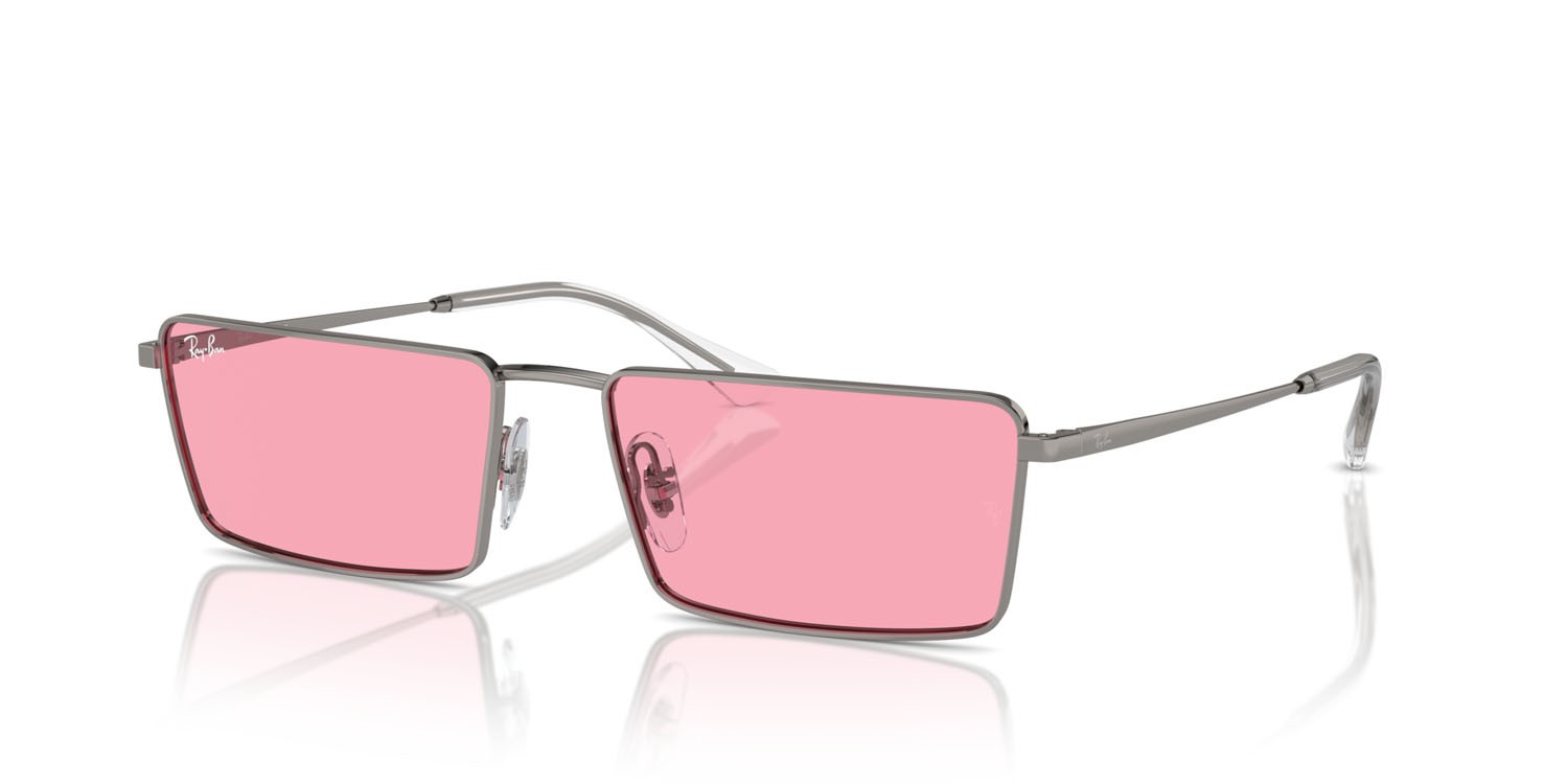 Sunglasses Ray-Ban Emy RB 3741 (004/84) color gunmetal shape rectangle lenses rosa