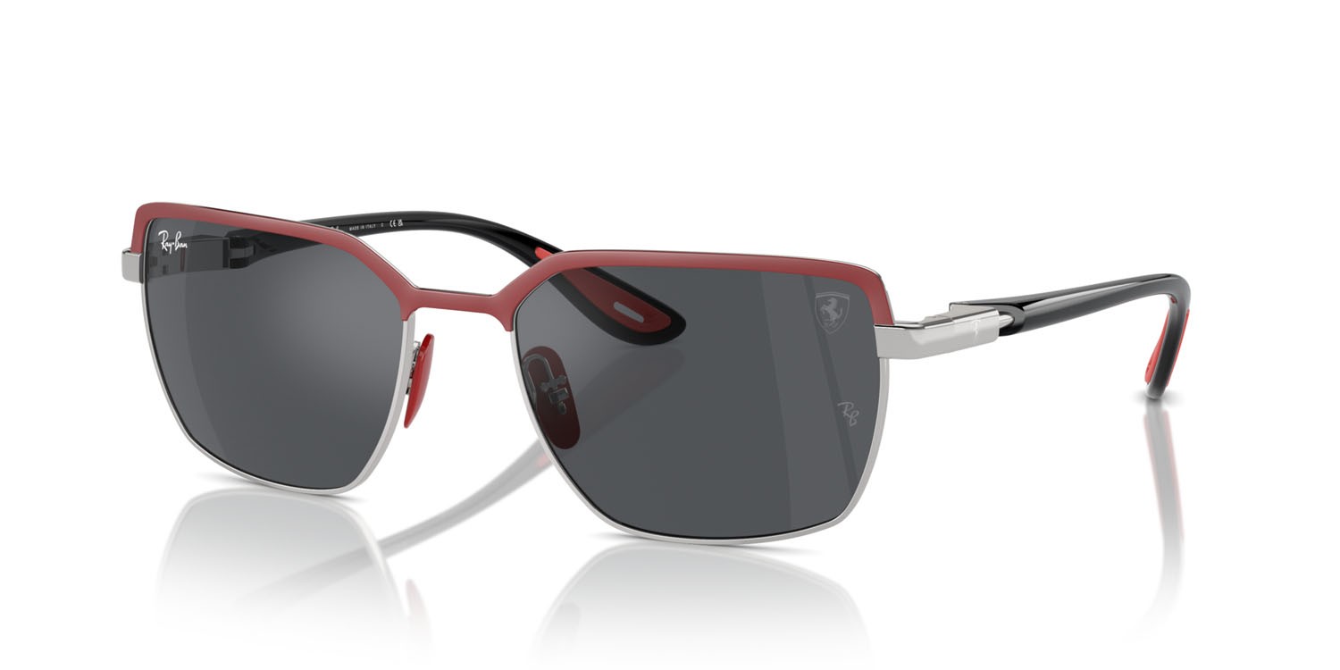 Sonnenbrillen Ray-Ban Scuderia Ferrari RB 3743M (F10087) farbe rosso su gunmetal form quadratisch gläser grigio scuro