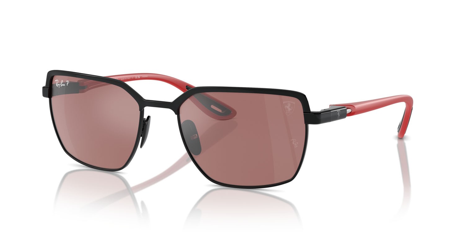 Sonnenbrillen Ray-Ban Scuderia Ferrari RB 3743M (F102H2) farbe nero su nero form quadratisch gläser purple & silver