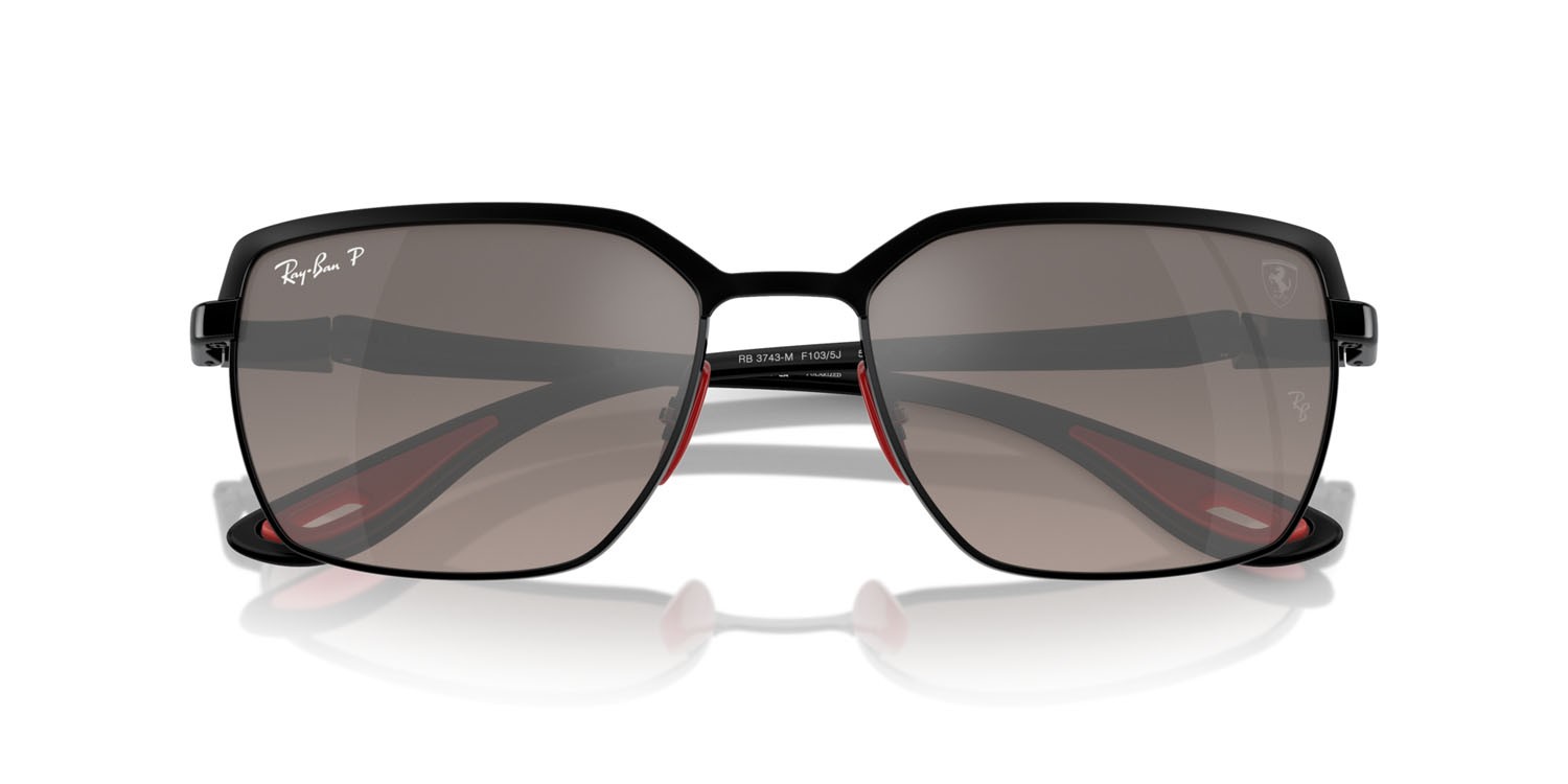 Sonnenbrillen Ray-Ban Scuderia Ferrari RB 3743M (F1035J) farbe nero su nero form quadratisch gläser grigio