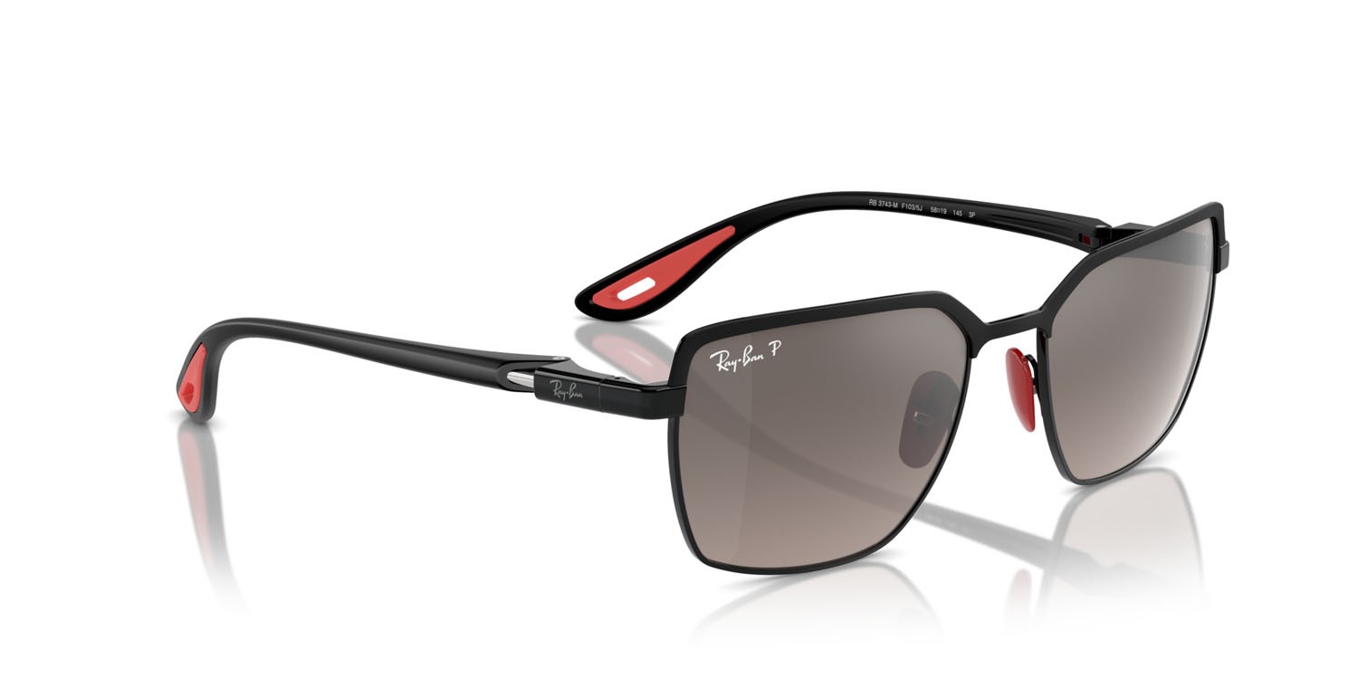 Sonnenbrillen Ray-Ban Scuderia Ferrari RB 3743M (F1035J) farbe nero su nero form quadratisch gläser grigio