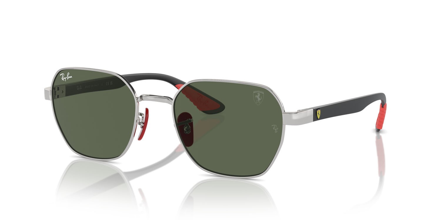 Sonnenbrillen Ray-Ban Scuderia Ferrari RB 3794M (F03171) farbe argento form unregelmäßig gläser verde scuro