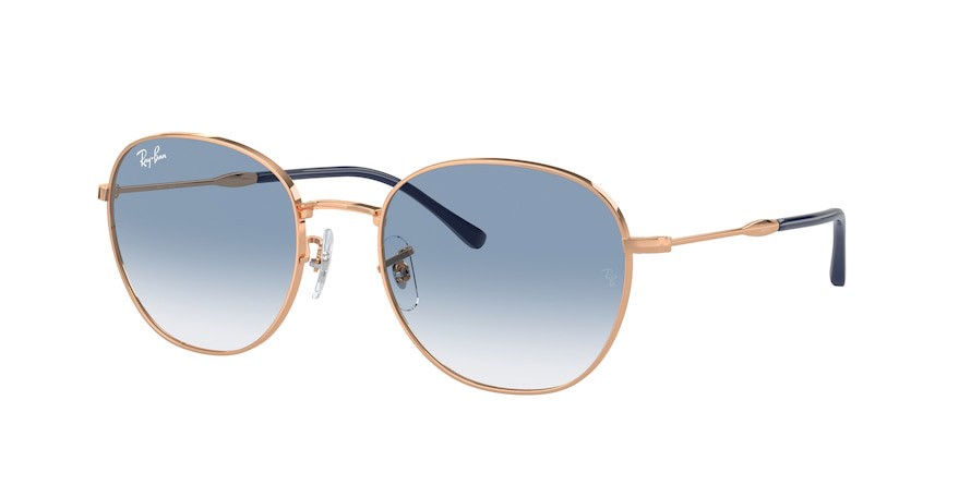 Occhiali da sole Ray-Ban RB 3809 (92623F) colore oro rosé forma pantos lenti azzurro