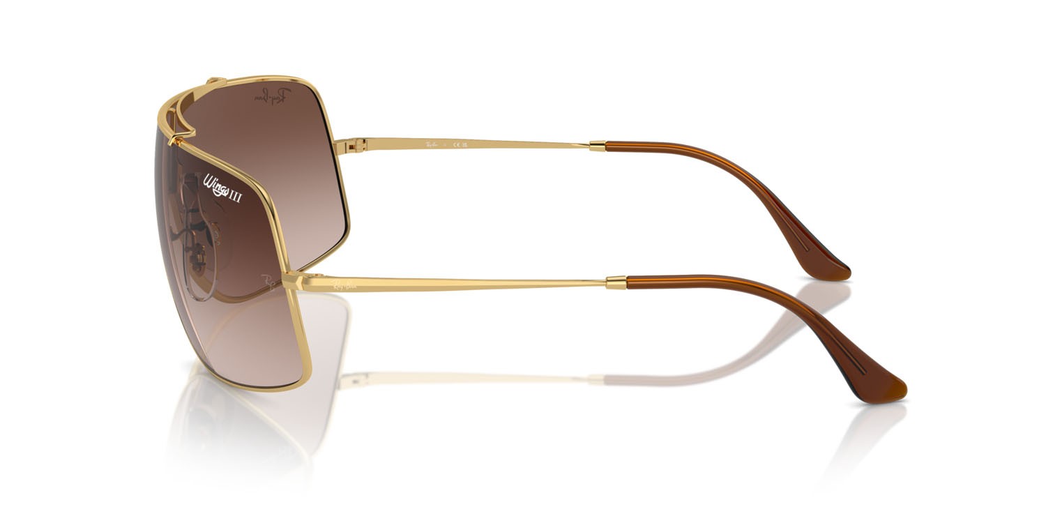 Occhiali da sole Ray-Ban Wings III RB 3897 (001/13) colore oro forma quadrato lenti marrone