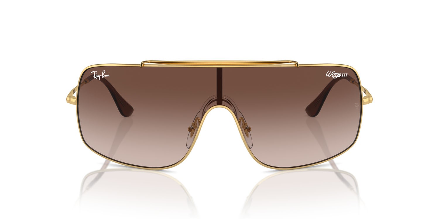 Occhiali da sole Ray-Ban Wings III RB 3897 (001/13) colore oro forma quadrato lenti marrone