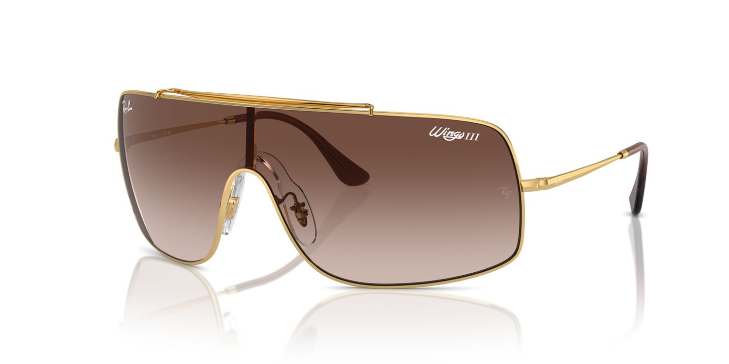 Occhiali da sole Ray-Ban Wings III RB 3897 (001/13) colore oro forma quadrato lenti marrone