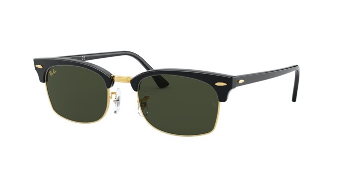 Sonnenbrillen Ray-Ban Clubmaster square Legend Gold RB 3916 (130331) farbe shiny black form rechteckig gläser green