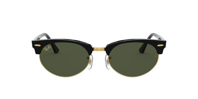 Sonnenbrillen Ray-Ban Clubmaster oval Legend Gold RB 3946 (130331) farbe shiny black form oval gläser green
