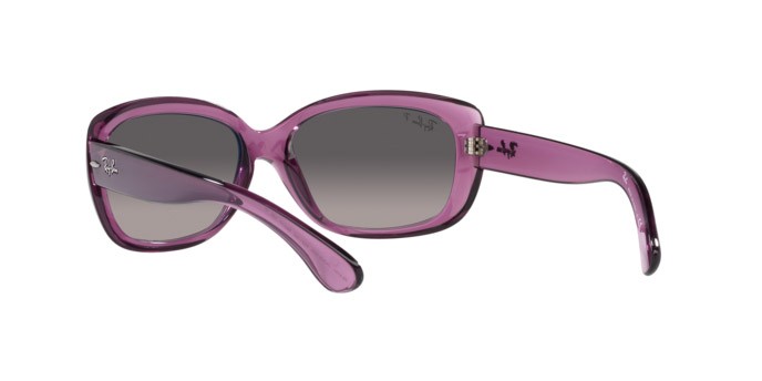 Occhiali da sole Ray-Ban Jackie Ohh RB 4101 (6591M3) colore transparent violet forma farfalla lenti grey gradient polar