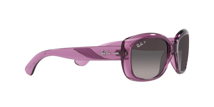Occhiali da sole Ray-Ban Jackie Ohh RB 4101 (6591M3) colore transparent violet forma farfalla lenti grey gradient polar