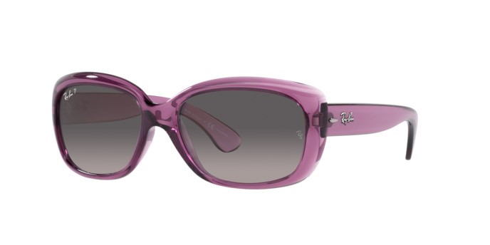 Occhiali da sole Ray-Ban Jackie Ohh RB 4101 (6591M3) colore transparent violet forma farfalla lenti grey gradient polar