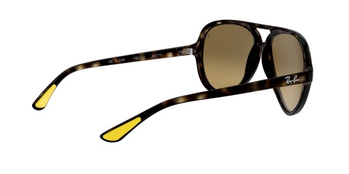 Sonnenbrillen Ray-Ban Scuderia Ferrari Collection RB 4125M (F6093K) farbe havana form aviator gläser brown mirror gradient grey