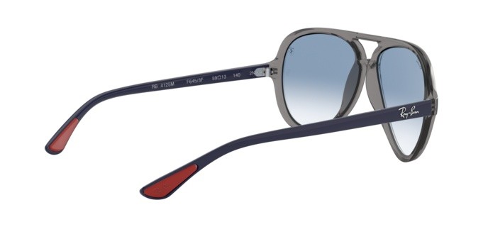 Sonnenbrillen Ray-Ban Scuderia Ferrari Collection RB 4125M (F6453F) farbe transparent grey form aviator gläser clear gradient blu