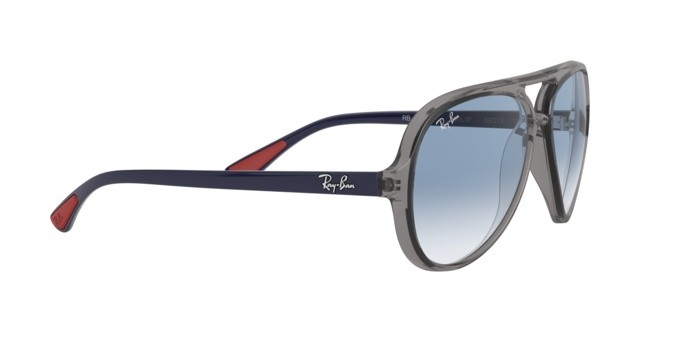 Sonnenbrillen Ray-Ban Scuderia Ferrari Collection RB 4125M (F6453F) farbe transparent grey form aviator gläser clear gradient blu