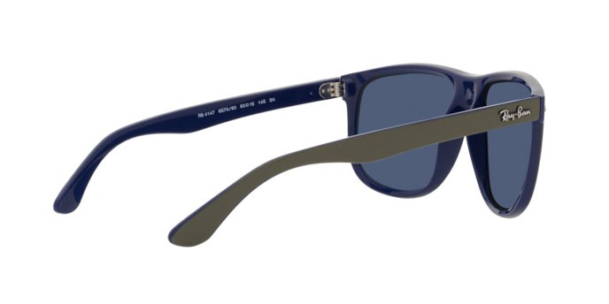 Sonnenbrillen Ray-Ban Boyfriend RB 4147 (657080) farbe matte green on blue form quadratisch gläser dark blue