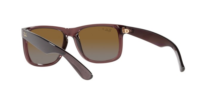 Occhiali da sole Ray-Ban Justin RB 4165 (6597T5) colore transparent dark brown forma quadrato lenti gradient brown polar