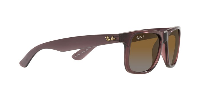 Occhiali da sole Ray-Ban Justin RB 4165 (6597T5) colore transparent dark brown forma quadrato lenti gradient brown polar