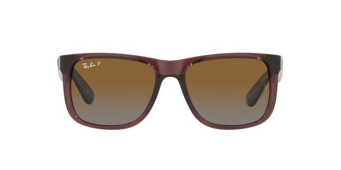 Occhiali da sole Ray-Ban Justin RB 4165 (6597T5) colore transparent dark brown forma quadrato lenti gradient brown polar