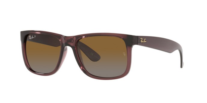 Occhiali da sole Ray-Ban Justin RB 4165 (6597T5) colore transparent dark brown forma quadrato lenti gradient brown polar