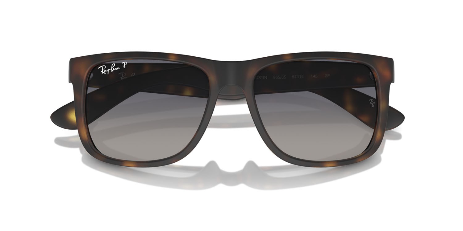 Sonnenbrillen Ray-Ban Justin RB 4165 (865/8S) farbe havana form quadratisch gläser blu