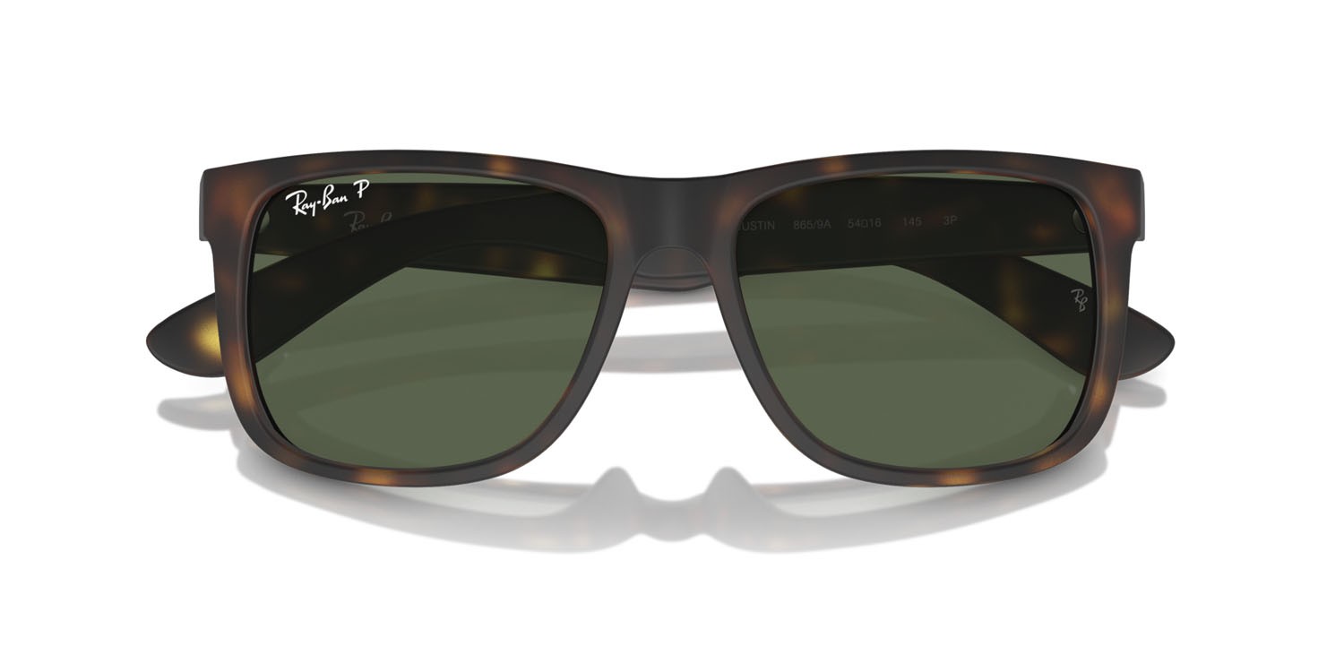 Sonnenbrillen Ray-Ban Justin RB 4165 (865/9A) farbe havana form quadratisch gläser verde scuro
